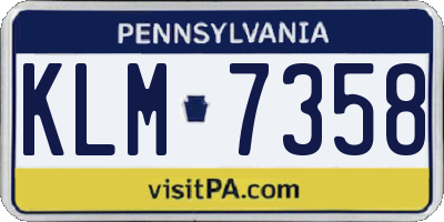 PA license plate KLM7358