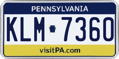 PA license plate KLM7360
