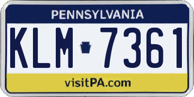 PA license plate KLM7361