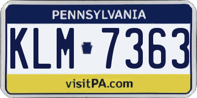 PA license plate KLM7363