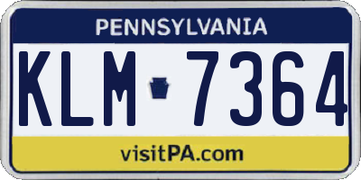 PA license plate KLM7364