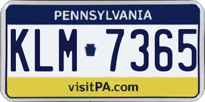 PA license plate KLM7365