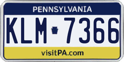 PA license plate KLM7366