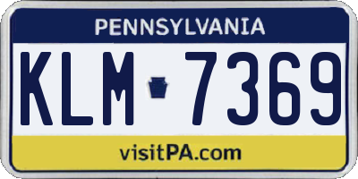 PA license plate KLM7369