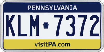 PA license plate KLM7372