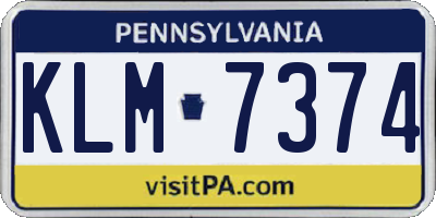 PA license plate KLM7374
