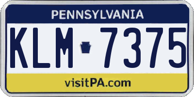 PA license plate KLM7375
