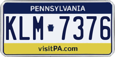 PA license plate KLM7376
