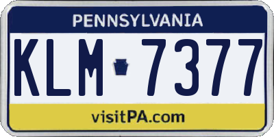 PA license plate KLM7377