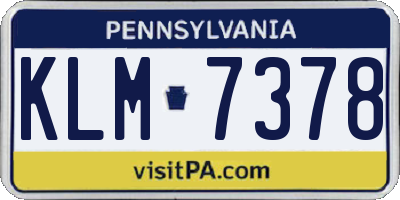 PA license plate KLM7378