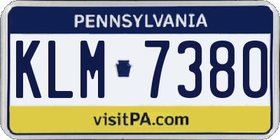 PA license plate KLM7380