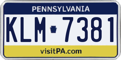 PA license plate KLM7381