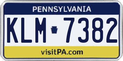 PA license plate KLM7382