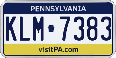 PA license plate KLM7383