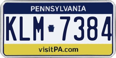 PA license plate KLM7384