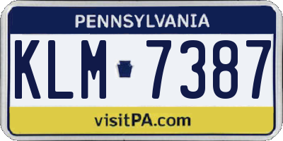 PA license plate KLM7387
