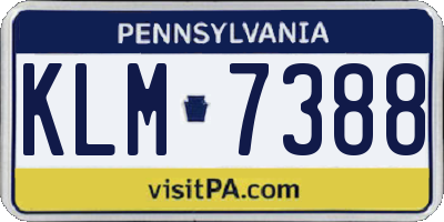 PA license plate KLM7388
