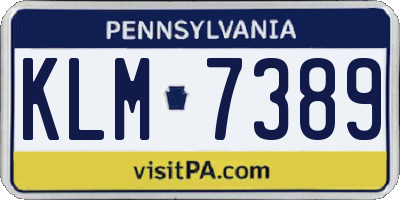 PA license plate KLM7389