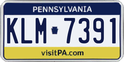 PA license plate KLM7391