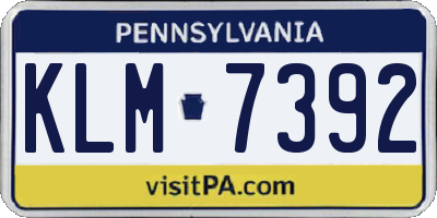 PA license plate KLM7392
