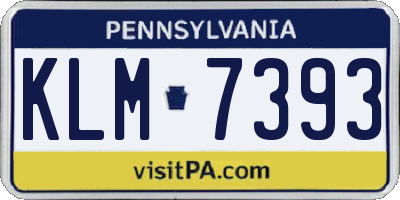 PA license plate KLM7393