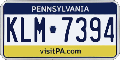PA license plate KLM7394