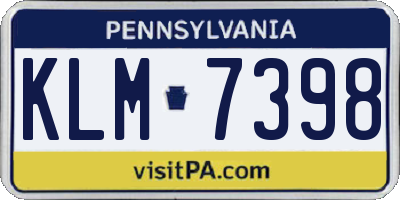 PA license plate KLM7398