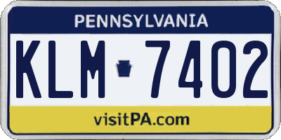 PA license plate KLM7402