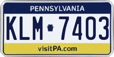 PA license plate KLM7403