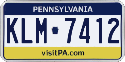 PA license plate KLM7412