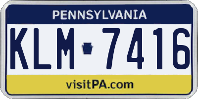 PA license plate KLM7416
