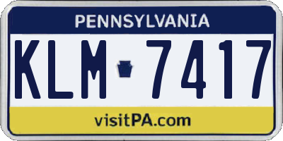 PA license plate KLM7417