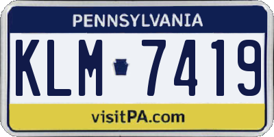 PA license plate KLM7419