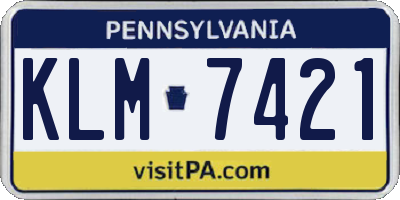 PA license plate KLM7421