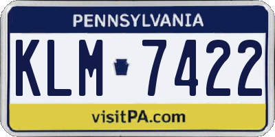 PA license plate KLM7422