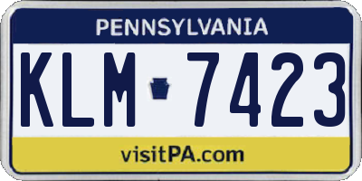PA license plate KLM7423