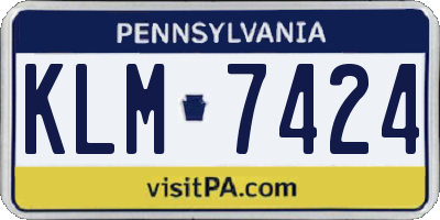 PA license plate KLM7424
