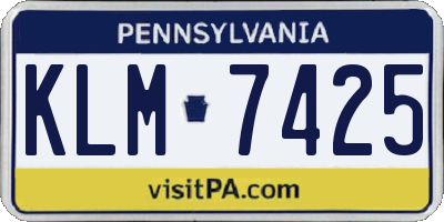 PA license plate KLM7425