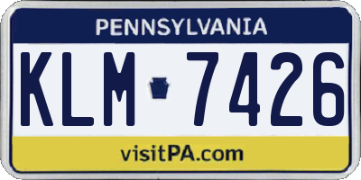 PA license plate KLM7426