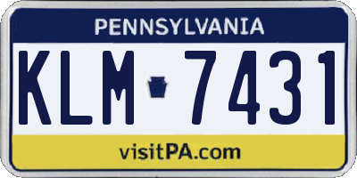 PA license plate KLM7431