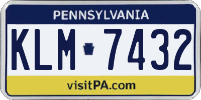 PA license plate KLM7432
