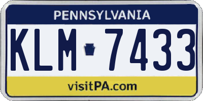 PA license plate KLM7433
