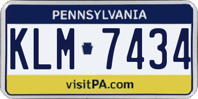 PA license plate KLM7434