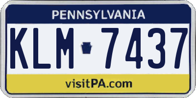 PA license plate KLM7437