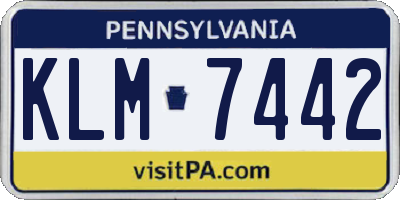 PA license plate KLM7442