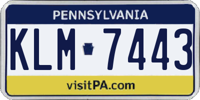PA license plate KLM7443