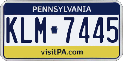 PA license plate KLM7445