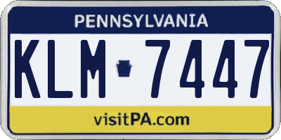 PA license plate KLM7447