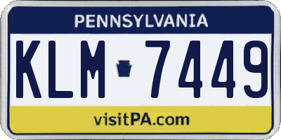 PA license plate KLM7449