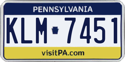 PA license plate KLM7451